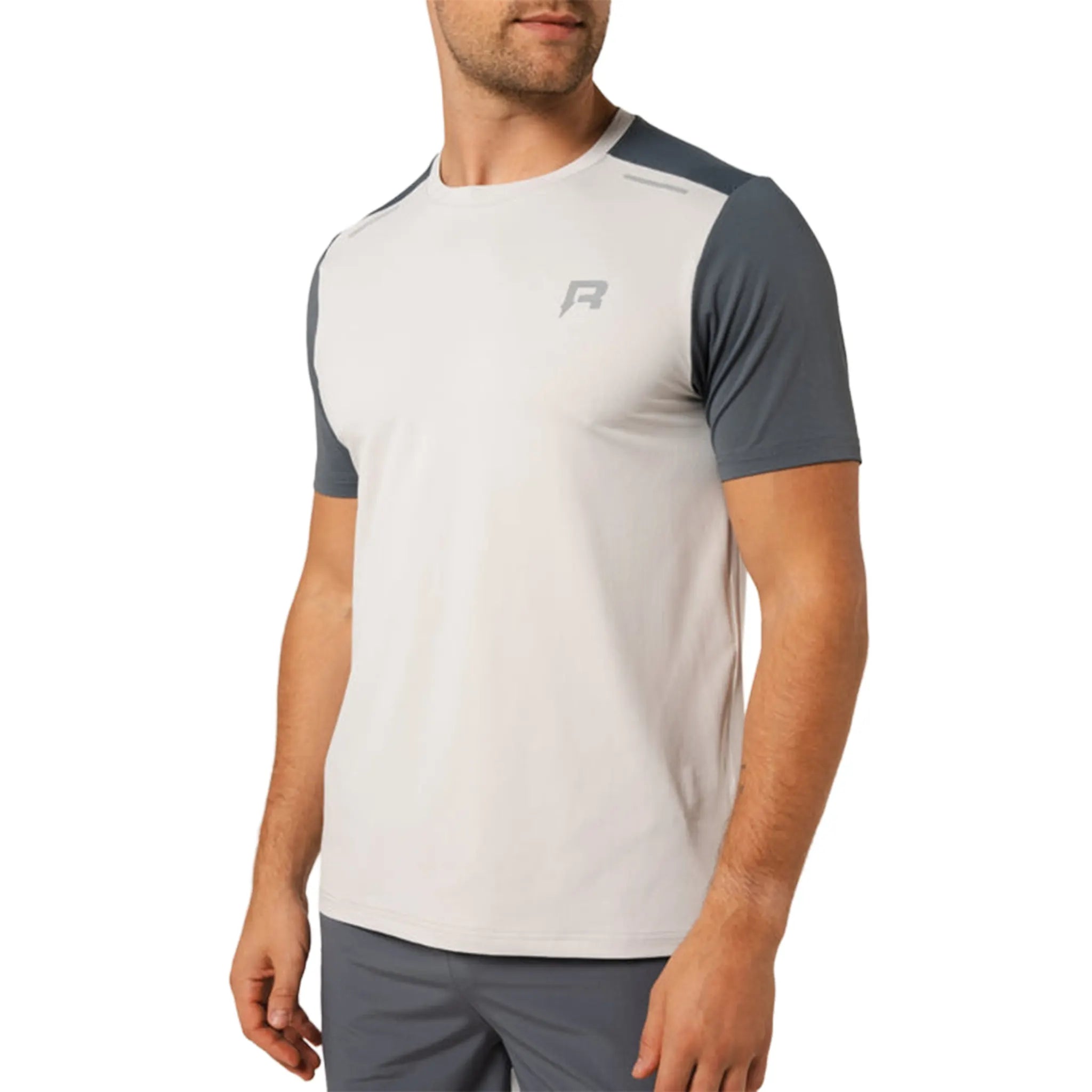 Front Side View of Reprimo Flight Turbulence Vapour Blue T-Shirt